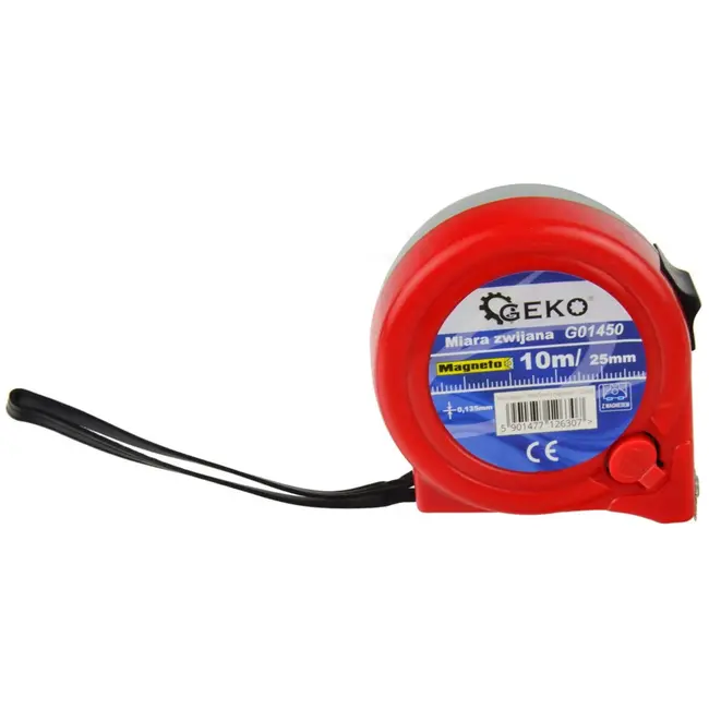 GEKO Magnetische meetlint - 10 m - 25 mm - ABS behuizing - Stalen blad