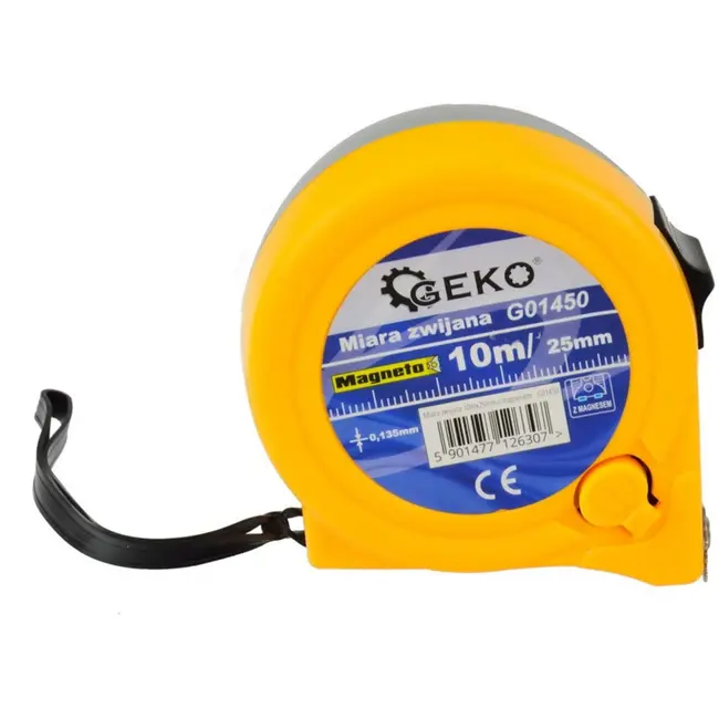 GEKO Magnetische meetlint - 10 m - 25 mm - ABS behuizing - Stalen blad