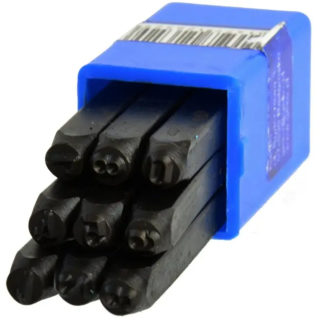 GEKO Cijferponsen set - 9-delig - 4 mm - koolstofstaal - inclusief opbergdoos