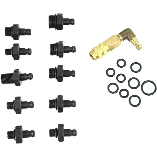 GEKO Uitgebreide oliedruktester set - 10 adapters - Manometer tot 10 bar - Flexibele slang 120 cm