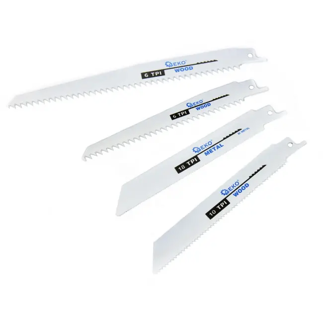 GEKO Zaagbladen set - HCS staal - Bi-metaal - 10 stuks - Voor hout, plastic en metaal