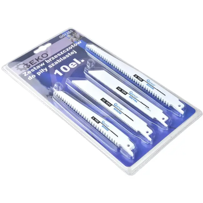 GEKO Zaagbladen set - HCS staal - Bi-metaal - 10 stuks - Voor hout, plastic en metaal
