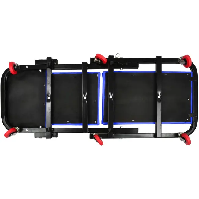 GEKO Opvouwbare autokrik en zitje - Stalen frame - Schuimkussen - 7 zwenkwielen - 102 cm lang