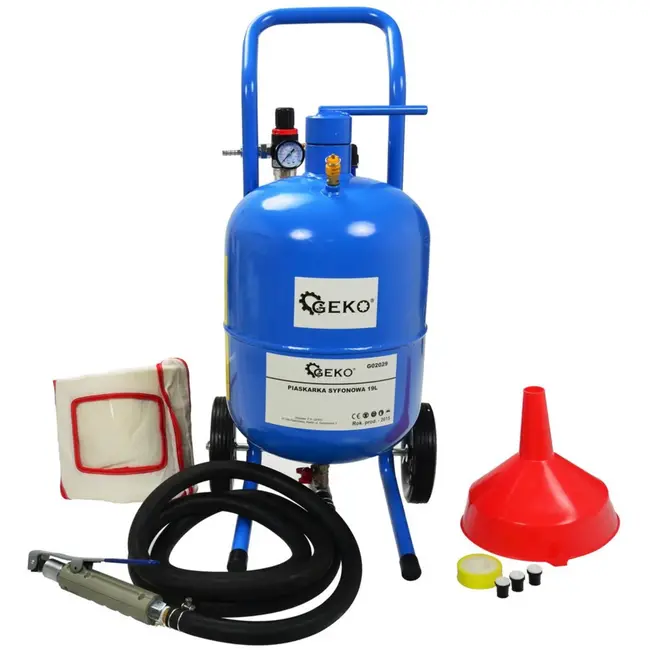 GEKO Zandstraaltank - 19L - Met accessoires - Stabiele constructie - 2,5m slang - Rubberen handgrepen