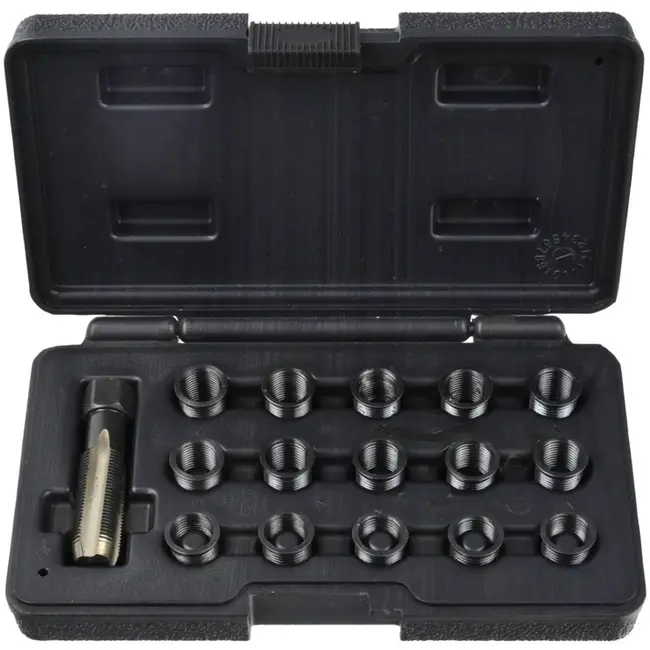 GEKO 16-delige bougiedraad reparatieset - M14 x 1.25 - Inclusief HSS tap en inzetstukken - Handige opbergkoffer