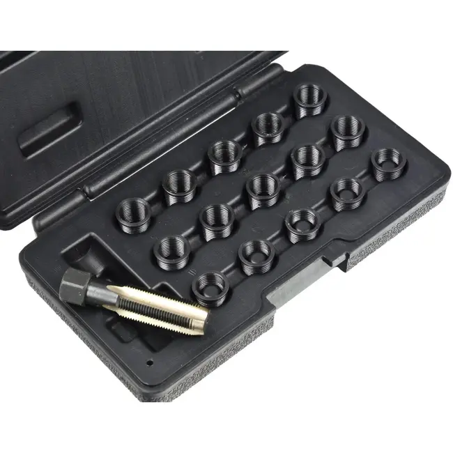 GEKO 16-delige bougiedraad reparatieset - M14 x 1.25 - Inclusief HSS tap en inzetstukken - Handige opbergkoffer