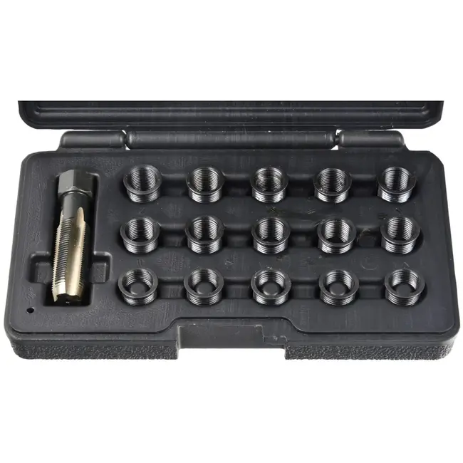 GEKO 16-delige bougiedraad reparatieset - M14 x 1.25 - Inclusief HSS tap en inzetstukken - Handige opbergkoffer