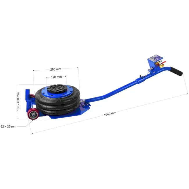 GEKO Ballonkrik - 3 Ton - Verstelbaar 135-400 mm - Versterkt Rubber - Veiligheidsklep