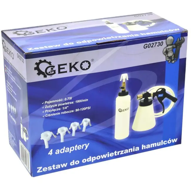 GEKO Remontluchter - Compleet Set - 0,75L Capaciteit - 6-12 Bar Druk - Inclusief 2m Slang en Adapters