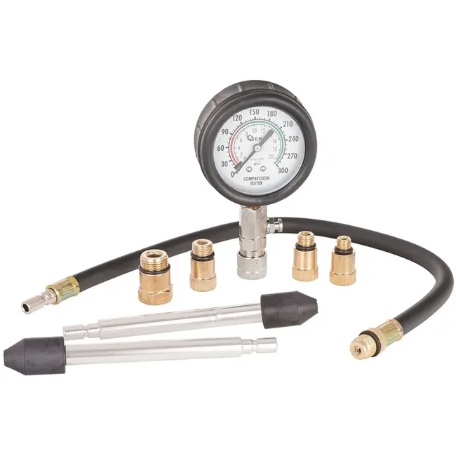 GEKO Compressietester set - max. 20 bar - flexibele slang - 4 schroefdraadmaten