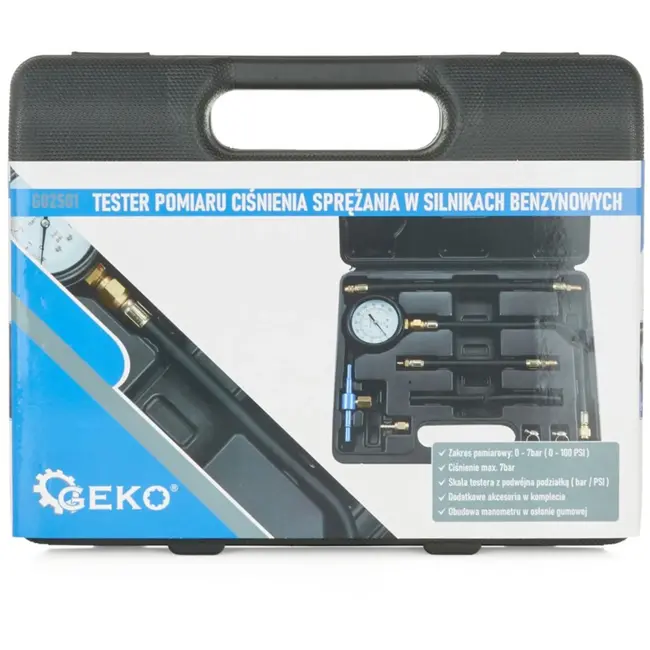 GEKO Olieverbrandingsmeter - Dubbele schaal - 0-7 bar - Inclusief accessoires - 1 kg