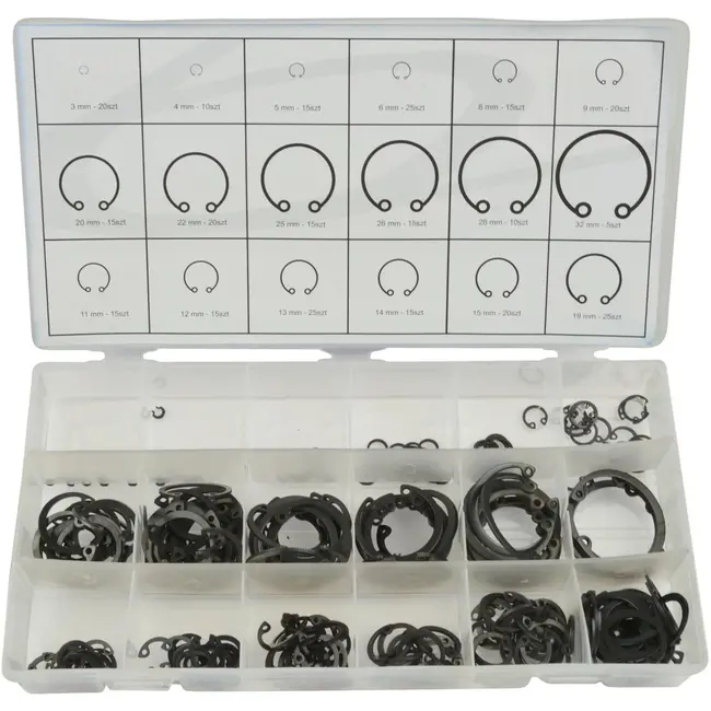 GEKO Circlip assortiment - 18 maten - 300 stuks - 3-32 mm - Praktische opbergdoos