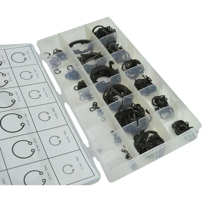 GEKO Circlip assortiment - 18 maten - 300 stuks - 3-32 mm - Praktische opbergdoos