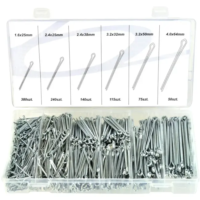 GEKO Assortiment borgpennen - 6 maten - 1000 stuks - Duurzaam en eenvoudig op te bergen