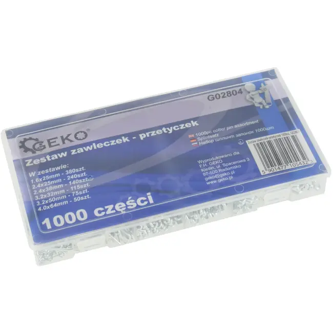 GEKO Assortiment borgpennen - 6 maten - 1000 stuks - Duurzaam en eenvoudig op te bergen