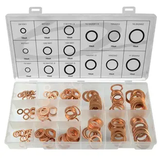 GEKO Koperen ringenset - 150 stuks - Corrosiebestendig - Elektrisch geleidend - Diverse maten