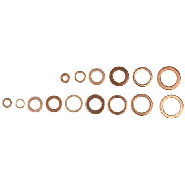 GEKO Koperen ringenset - 150 stuks - Corrosiebestendig - Elektrisch geleidend - Diverse maten