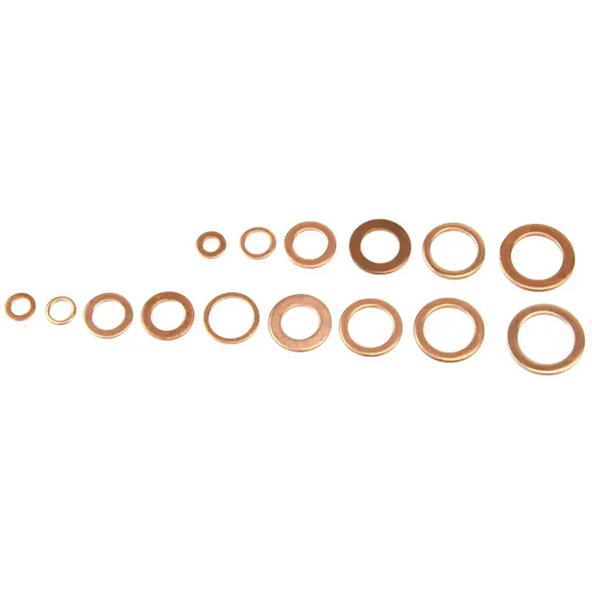 GEKO Koperen ringenset - 150 stuks - Corrosiebestendig - Elektrisch geleidend - Diverse maten