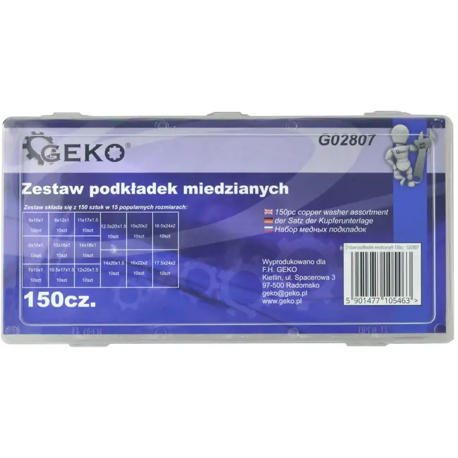 GEKO Koperen ringenset - 150 stuks - Corrosiebestendig - Elektrisch geleidend - Diverse maten