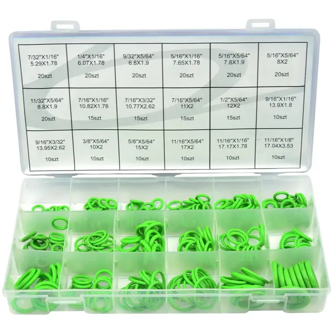 GEKO Groene O-ring set - 270 stuks - Diverse maten - Handige assortimentsdoos