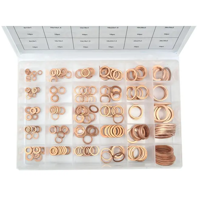 GEKO Koperen ringenset - 300 stuks - Corrosiebestendig - Elektrisch geleidend - Diverse maten