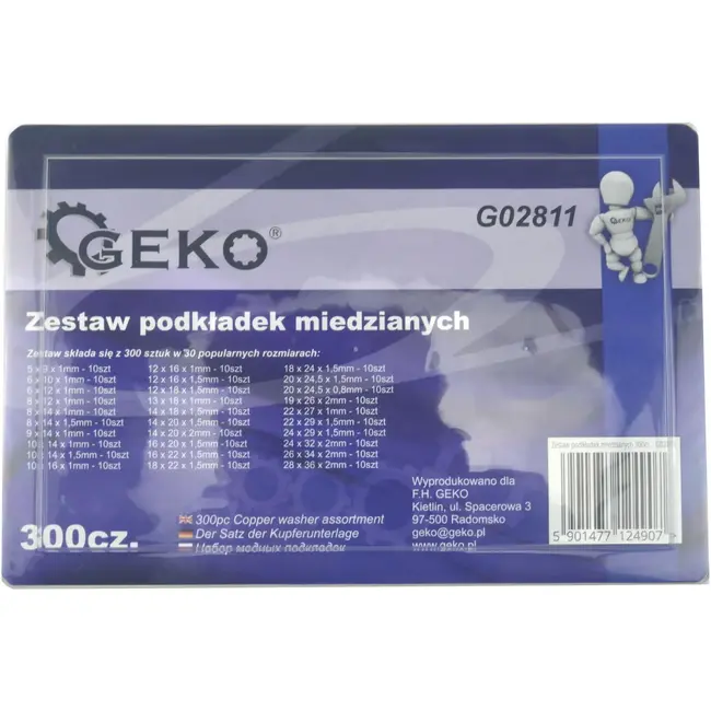 GEKO Koperen ringenset - 300 stuks - Corrosiebestendig - Elektrisch geleidend - Diverse maten