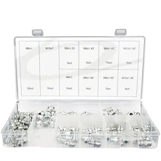 GEKO Hydraulische vetnippelset - 110 stuks - Metaal - Voor hoge druk toepassingen