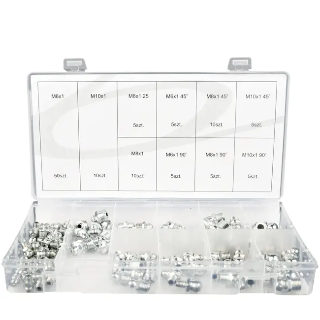 GEKO Hydraulische vetnippelset - 110 stuks - Metaal - Voor hoge druk toepassingen