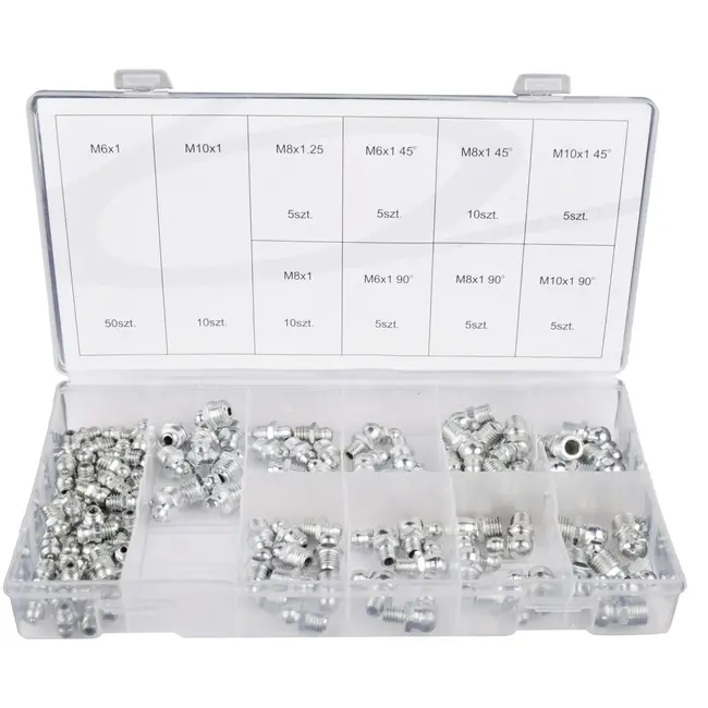 GEKO Hydraulische vetnippelset - 110 stuks - Metaal - Voor hoge druk toepassingen