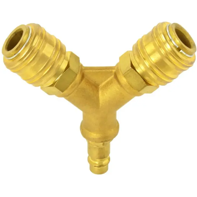 GEKO Luchtsplitter met snelkoppelingen - 1/2" - Messing - 95 mm - Tot 16 bar