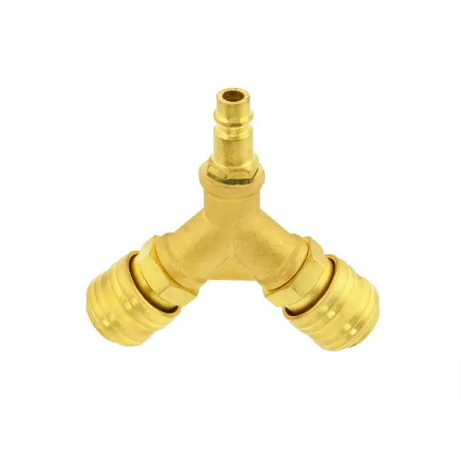 GEKO Luchtsplitter met snelkoppelingen - 1/2" - Messing - 95 mm - Tot 16 bar