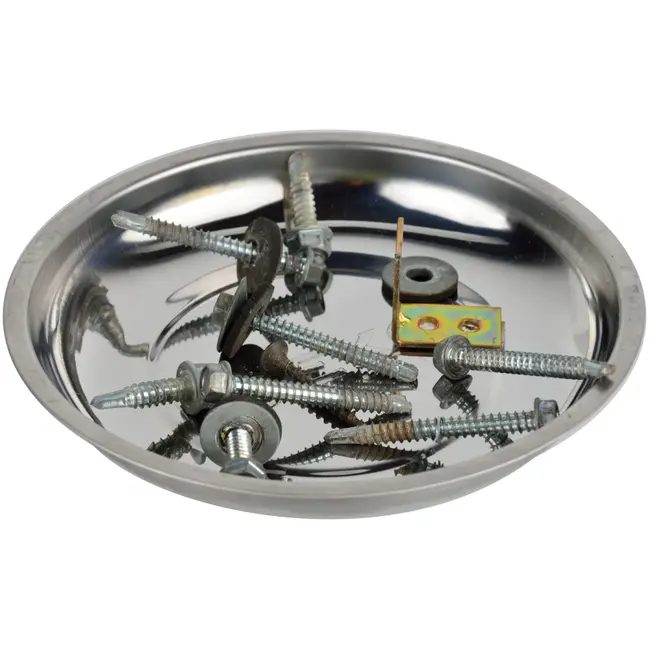 GEKO Magnetische onderdelenbak - 150mm - Chroom - Rubberen bescherming