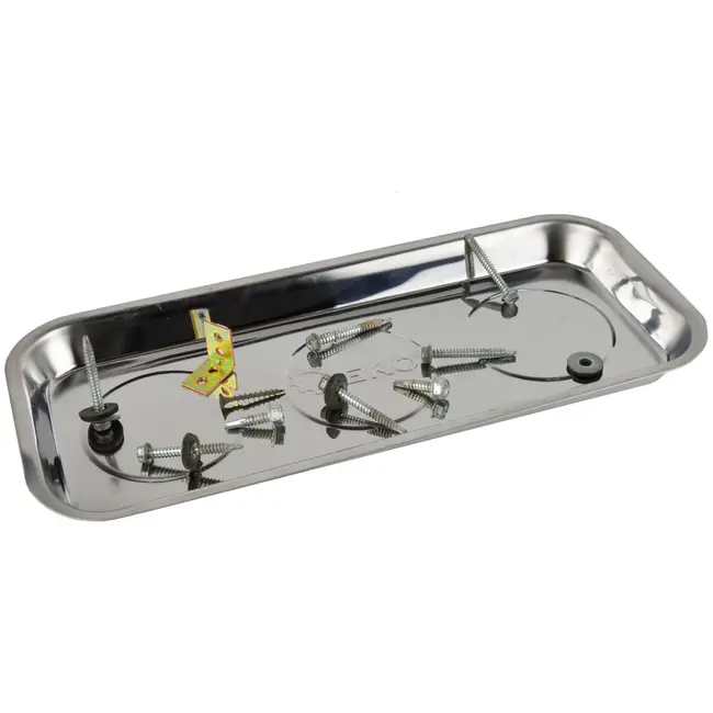 GEKO Magnetische onderdelenbak - Chroom - 158x358mm - Krasbestendige bescherming