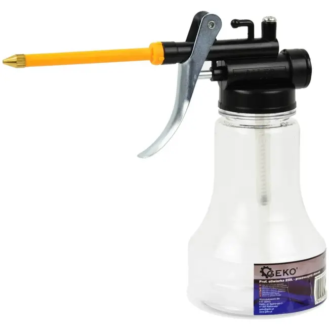 GEKO Oliepistool - 250 ml - Transparante Tank - Hoge Druk - Flexibele Messing Tuit