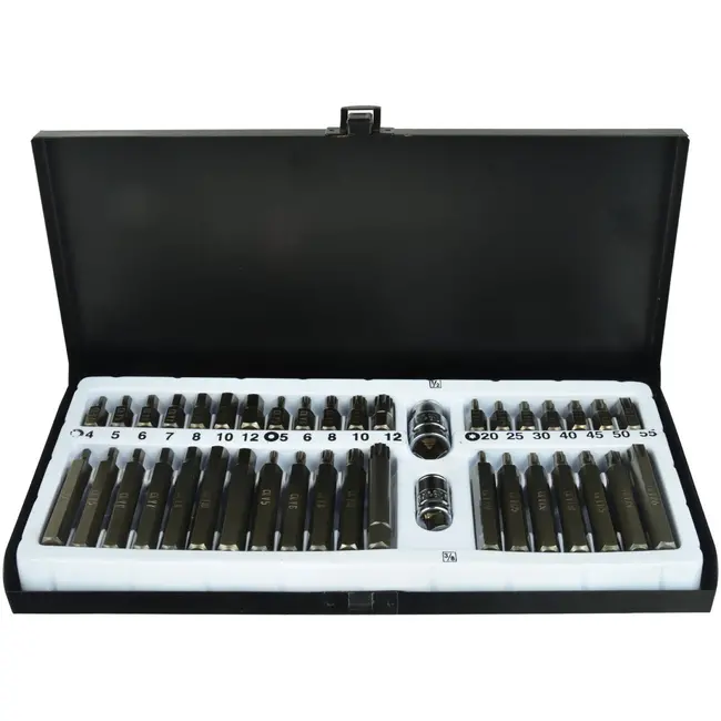 GEKO 40-delige bitset - Hex, spline & Torx - Chroom-vanadium - Inclusief metalen opbergbox
