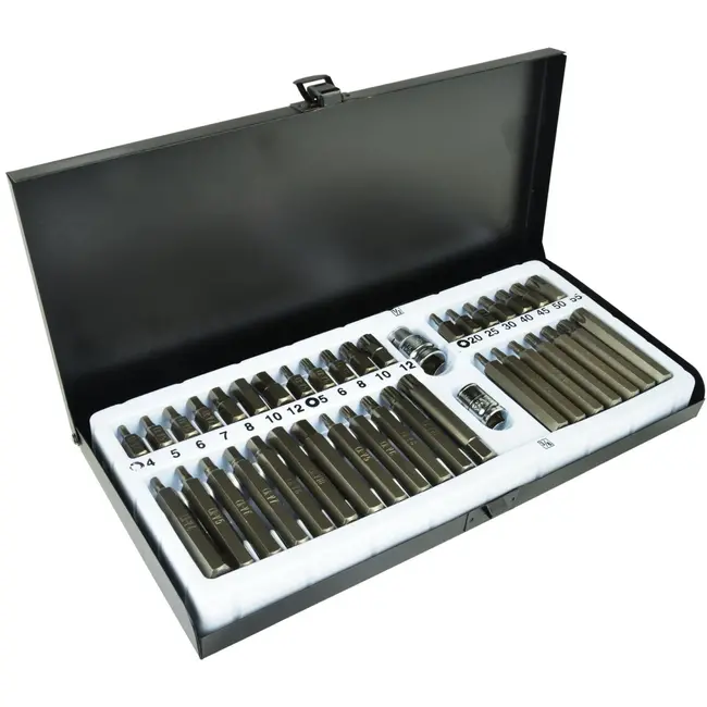 GEKO 40-delige bitset - Hex, spline & Torx - Chroom-vanadium - Inclusief metalen opbergbox
