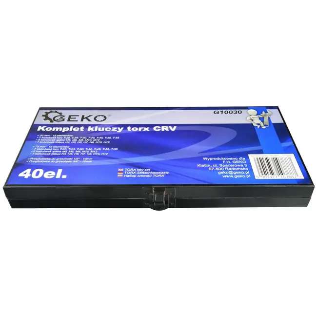 GEKO 40-delige bitset - Hex, spline & Torx - Chroom-vanadium - Inclusief metalen opbergbox