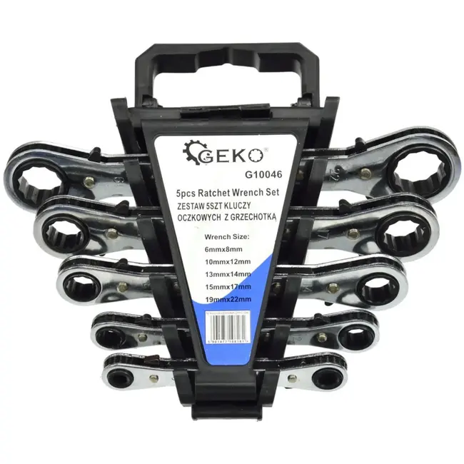 GEKO Dubbel ratelsleutelset - 12-punts - Chroom vanadium - 6-22mm - 5-delig