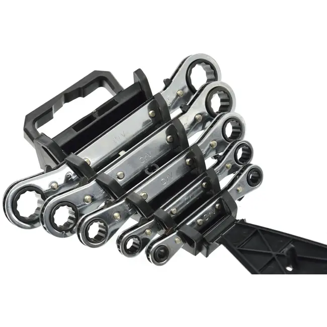 GEKO Dubbel ratelsleutelset - 12-punts - Chroom vanadium - 6-22mm - 5-delig