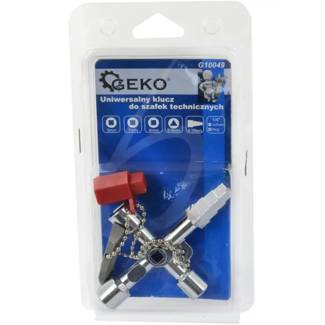 GEKO Multifunctionele 4-weg sleutel - veelzijdig gebruik - diverse maten