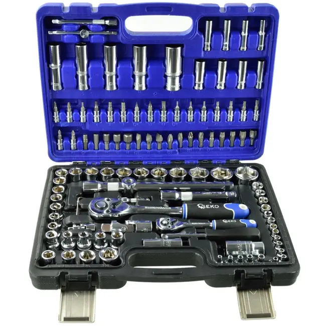 GEKO Gereedschapsset - 108-delig - Chroom Vanadium - Gepolijst - Ratelsysteem