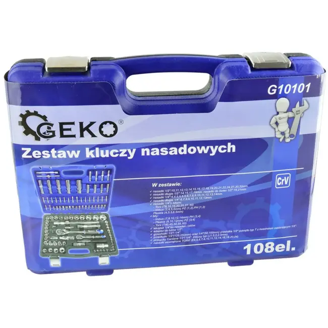 GEKO Gereedschapsset - 108-delig - Chroom Vanadium - Gepolijst - Ratelsysteem