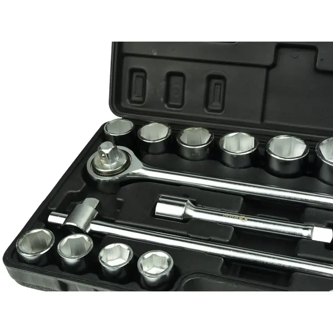 GEKO Dopsleutelset - 6-punts - 19-50 mm - 21-delig - Chroom Vanadium