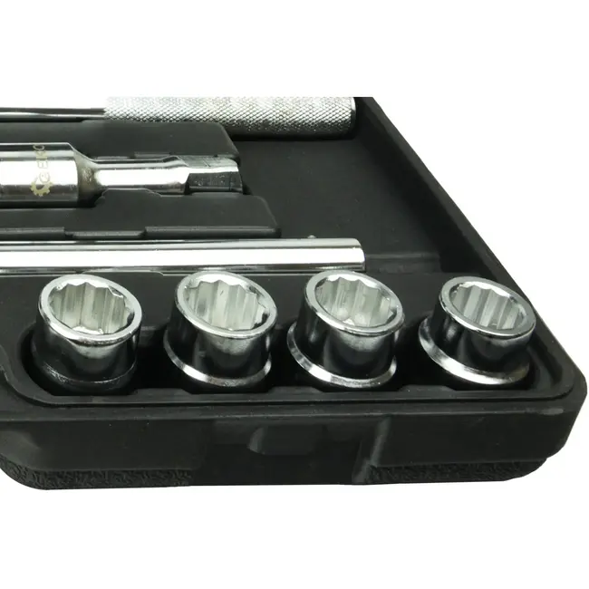 GEKO Dopsleutelset - 12-punts - 19-50 mm - 21-delig - Chroom Vanadium - Antislip Handvat