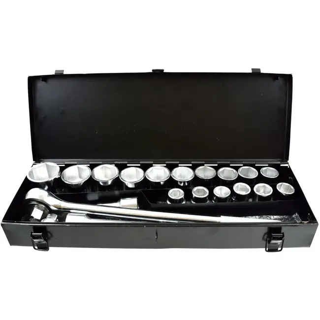 GEKO Dopsleutelset - 6-punts - 19-50 mm - 21-delig - Metalen koffer