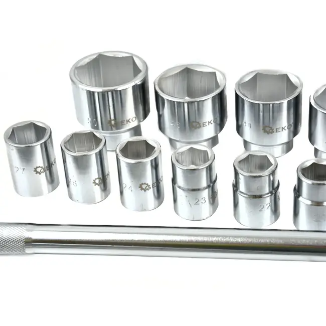 GEKO Dopsleutelset - 6-punts - 19-50 mm - 21-delig - Metalen koffer