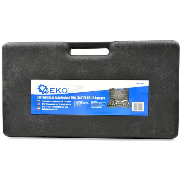 GEKO Dopsleutelset - 12-punts - Chroom Vanadium - 21-65 mm - 26-delig