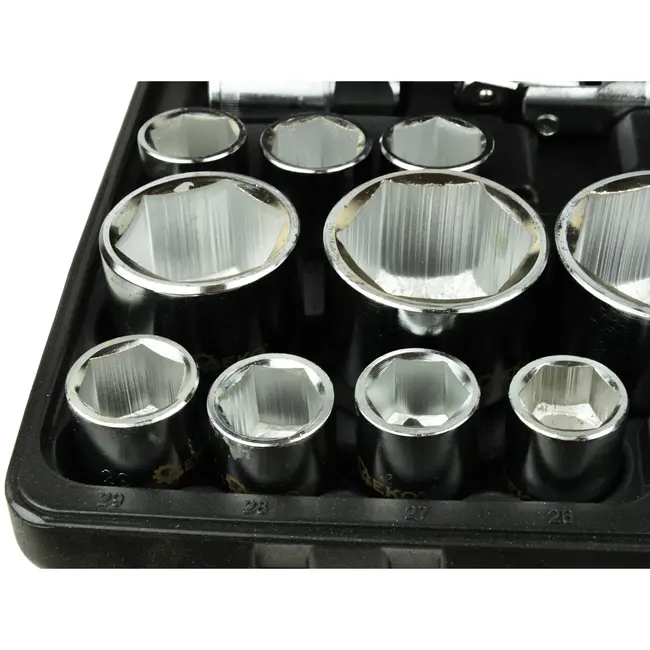 GEKO Dopsleutelset - 6-punts - Chroom Vanadium - 21-65 mm - 26-delig