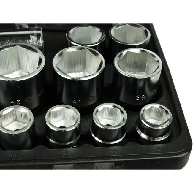 GEKO Dopsleutelset - 6-punts - Chroom Vanadium - 21-65 mm - 26-delig