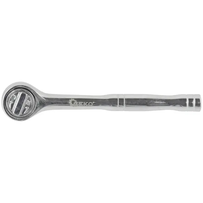 GEKO Reversible ratelsleutel - 1/4" - legerstaal - gepolijst chroom - knurled grip